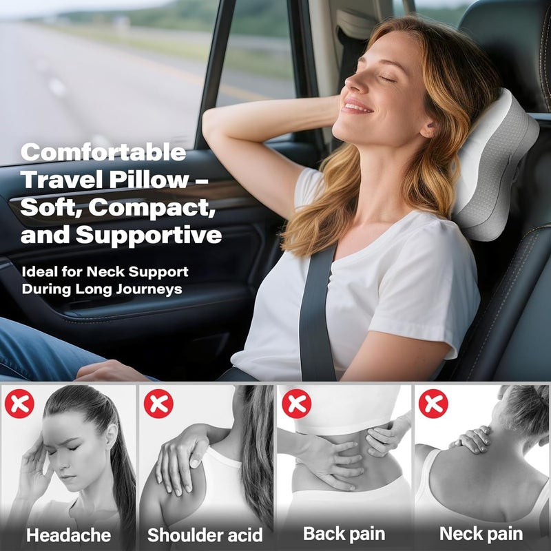 SAHEYER Memory Foam Camping Pillow, Travel Pillows for Sleeping, Cervical Neck Support Camping Gear Accessories - Small Pillow Travel Essentials for Sleep, Backpack, Hammock, 11.81x9.84x3.94 in, Gray - Image 3